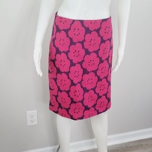 Boden Pink Purple Daisy Print WG416 Wool Blend Skirt Size 6L Us / 10L Uk